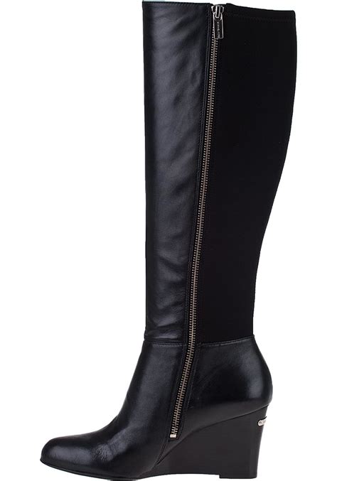 michael kors black tall boots|Michael Kors black wedge booties.